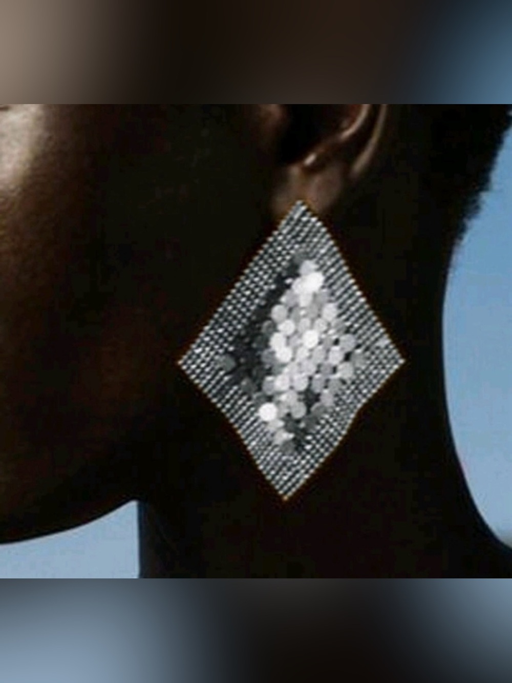 🔥🔥Zara Silver Sequin Mesh Diamond Drop Earrings